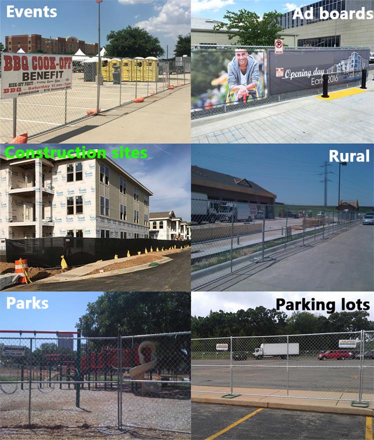 Standard 8'x10' temporary chain link construction horading fence aperture2¼"(57mm) x2.7mm ga and 16ga wall thick x 42mm