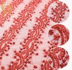 Beaded Red Embroidered Lace Handmade 91.44cm Length Water Soluble