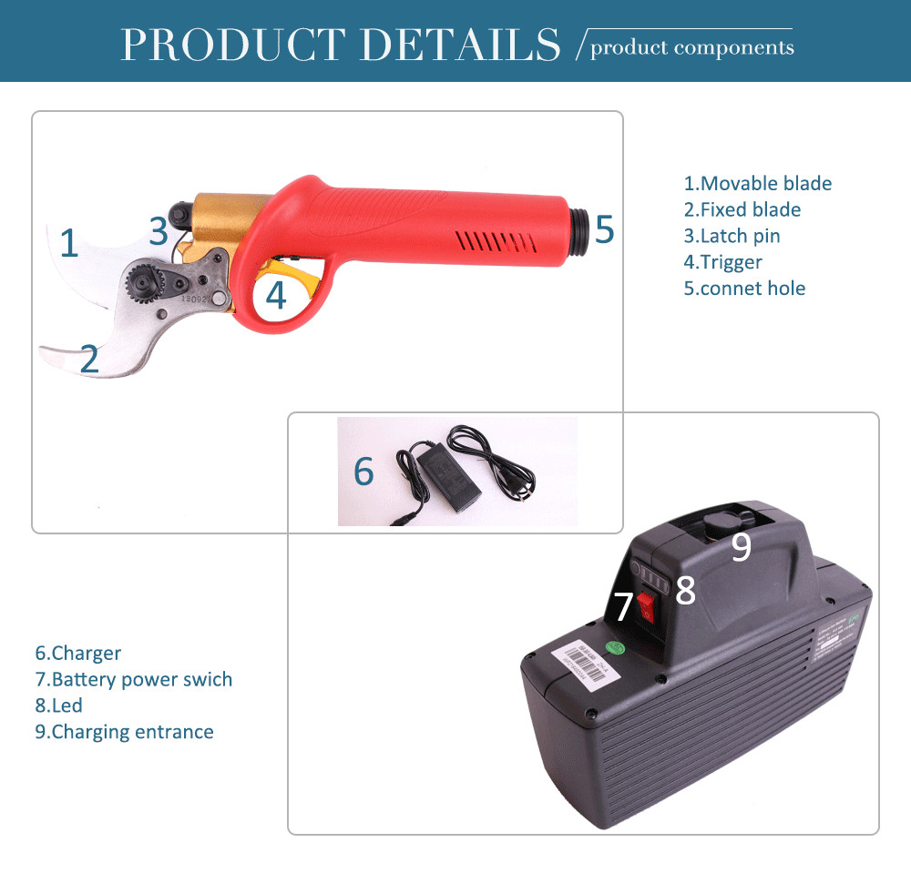 Swansoft 4.0CM Electric Pruner Lithium Power Electric Pruning Shear with CE Certificate for Vineyard and Orchard