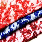Gorgeous 3D Embroidery Lace Applique Handwork Beaded Red Color Lace