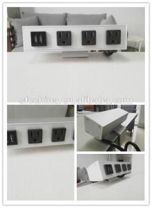 China Edge Mount Desktop Power Center 3 Outlets &amp; 2 USB Ports smart charger factory