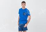Mens Cotton Jersey Round Neck Tee and Yarn Dyed Striped Short Pants Pyjamas Set
