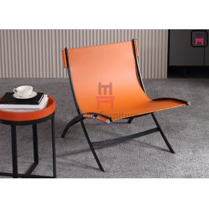 Bowed Tanned Leather Unfoldable 0.5cbm Single Sofa Chair