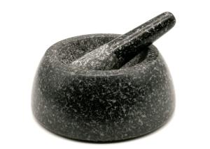China Polished Round Stone Mortar And Pestle Set Natural Granite For Grinding Herbs factory