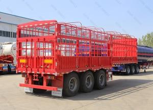 China Supply Tri Axles Livestock Animals Fence Cargo Semi Truck Trailer with Air Suspension factory