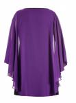 Bright Purple Ladies Plus Size Dresses With Big Flounce Chiffon Sleeve