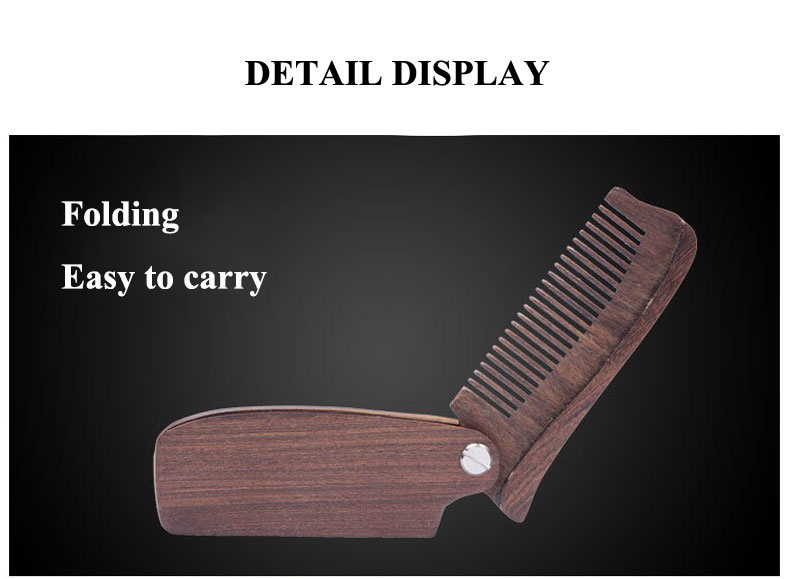 Black Walnut Handle Folding Wood Comb Beard Folding Comb 18.5*3.6cm