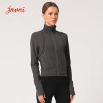 280gsm Women Yoga Jacket Turtleneck Zipper Slim Fit Yoga Jacket With Hidden