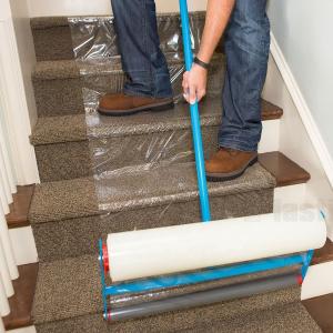 China 25m X 600mm Water Based Acrylic Waterproof Stair Carpet PE Protector Film Roll on sale