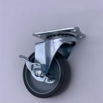 1.5 Inch Grey TPR Tread Plain Bearing Swivel Plate Caster with Brake