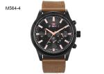 Waterproof Men's Quartz Watch Chronograph 6 Pointers Leather Strap Wristwatch