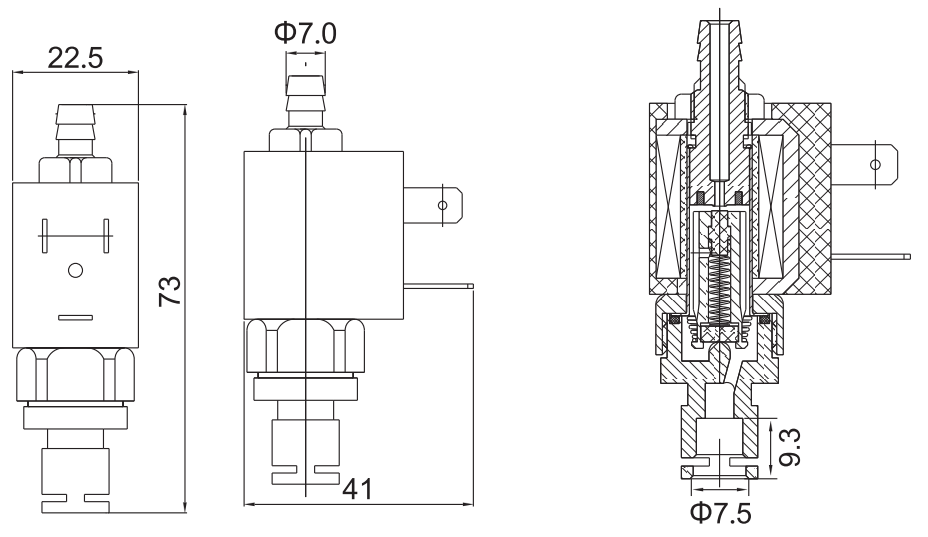 2/2 Way Normally Open Brass Electric Solenoid Valve For Coffee Machines