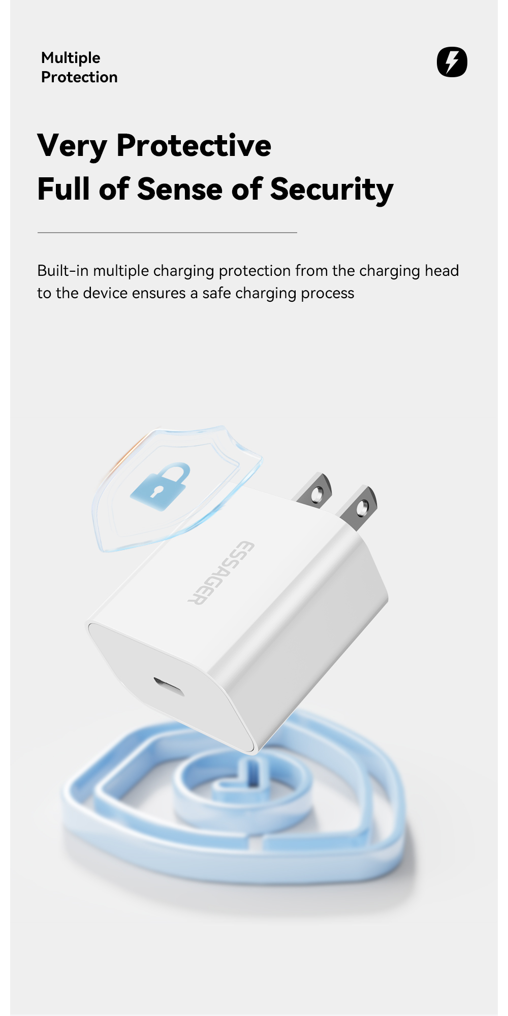 ESSAGER ES-CD30 Original Iphone Charger And Cable PD 20W USB C
