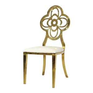 China Flower Back Gold Stainless Steel Wedding Chairs For Banquet Hall factory