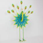 Glossy Colorful Peacock Metal Medium Size Animal Garden Ornament Artistic Design