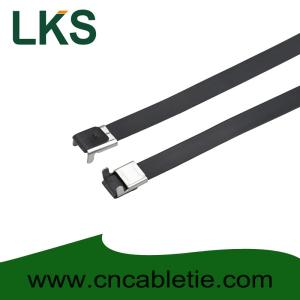 China 12×350mm L Type PVC coated stainless steel cable tie-Wing Lock type factory