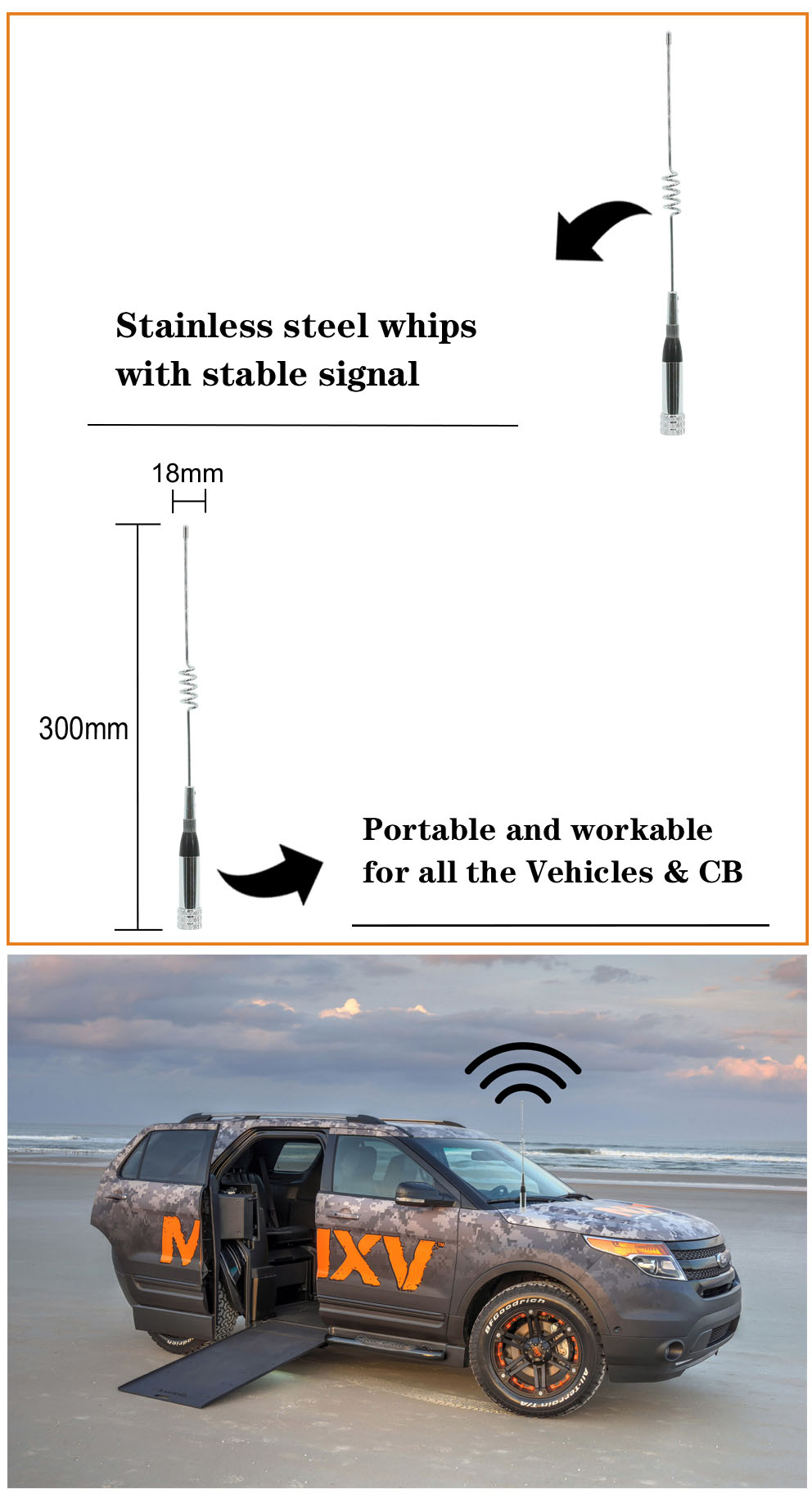 Dual Band 1-2dBi 144/433mhz Antenna UHF/SMA Connector Vehicle Radio Antenna