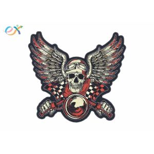 Rectangle Shape Custom Motorcycle Jacket Patches Embroidered Logo Polyester