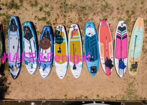 China Standing Water Inflatable Surfboard 18 Psi Fashion Lightweight Custom Pattern factory