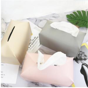 China BPA Free Fancy Suede PU Leather Tissue Holder For Car factory