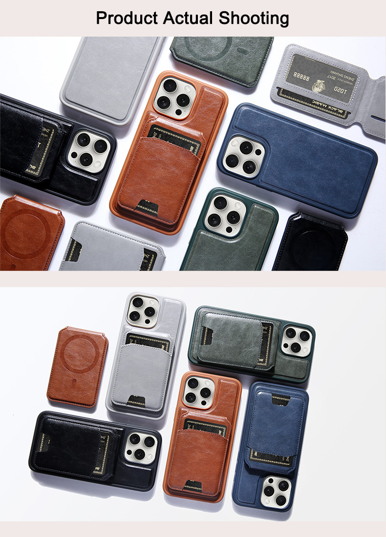 PU Leather Phone Case Magsafe Wallet Card Holder For IPhone Samsung