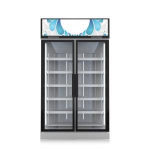 China Air Cooling Upright 2 Glass Door Display Chiller 800L Digital Temperature Control factory