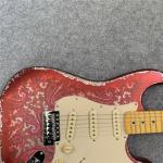 High Quality Electric Guitar Relic Retro Strat Electric Guitar with Pink Flower