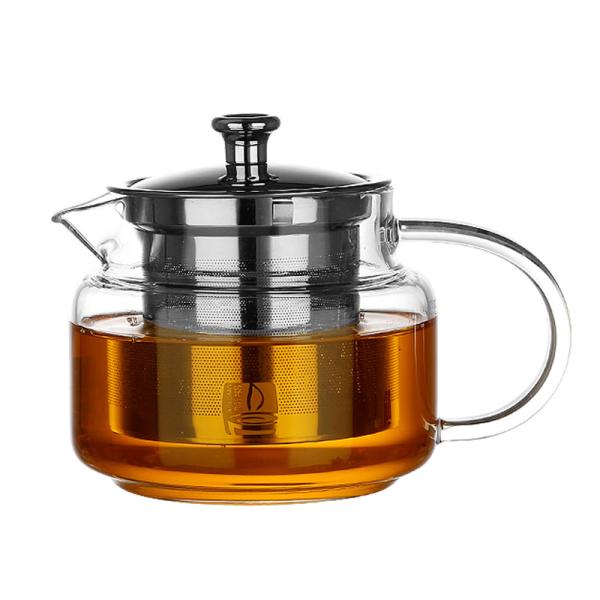 China SS Removable Infuser Handcrafted Borosilicate Glass Teapot factory