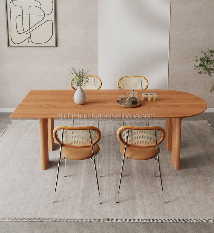 Modern Nordic Home Furniture Solid Wood Rectangular Dining Table with Walnut