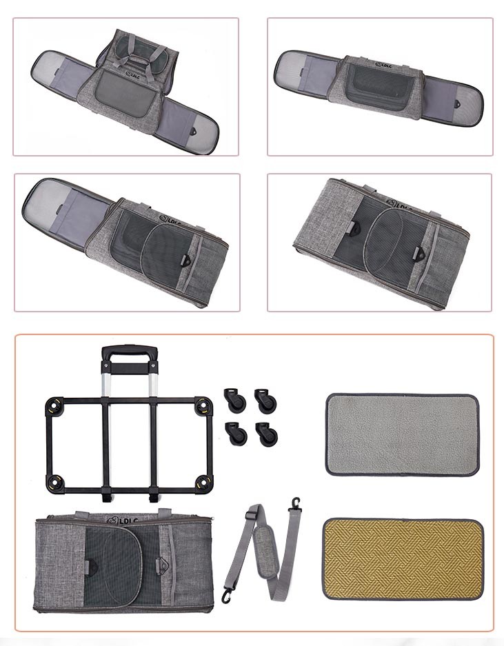 Oxford Fabric Pet Travel Carrier Bag Strong Heavy Duty Dog Friendly Trolley Bag