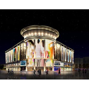 Flexible LED Curtain Wall Display High Transparency P83 IP67 PC Body Point Light