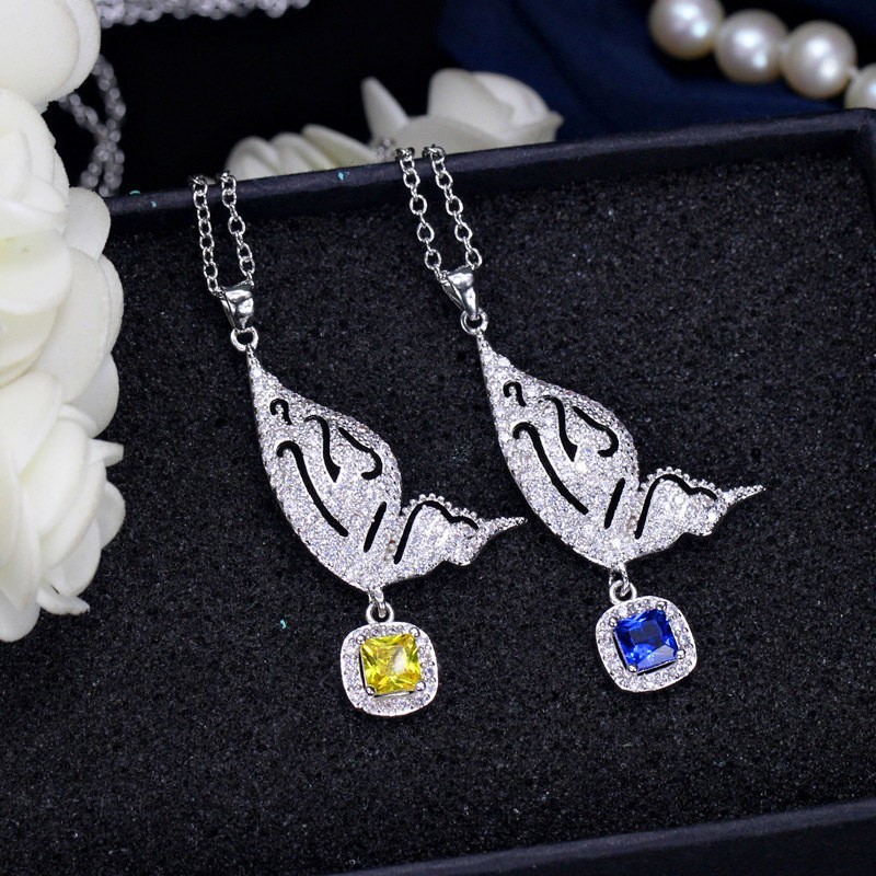 Butterfly CZ Bridal Jewelry Sets Women Girls Sparkling Rhinestone Set Butterfly Jewelry Necklace Earring Jewelry