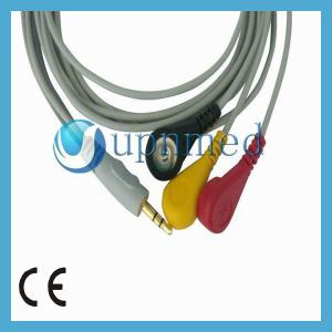 China Holter One piece 3-lead ECG Cable with leadwires factory