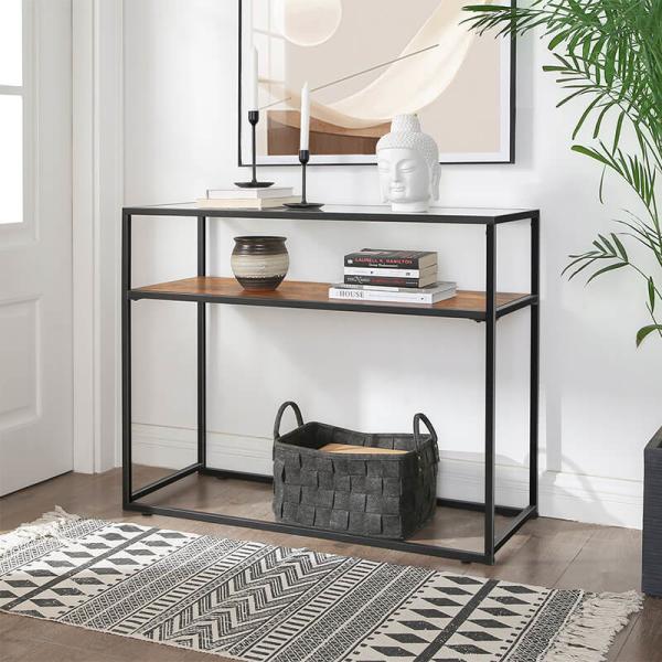 Glass Top Console Table, Industrial Sofa Table, Functional Console Table,