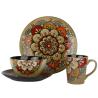 Buy cheap 16pcs Ceramic Stoneware Dinnerware Sets Hand Painted Flower Reactive Glaze from wholesalers