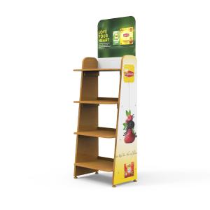 China Customized Wooden Laminated Display Rack For Commercial Supermarkets Display Tea Drinks factory