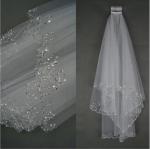 Bridal veil, wedding dress, dress accessories, 2 layers of handmade beads, hook