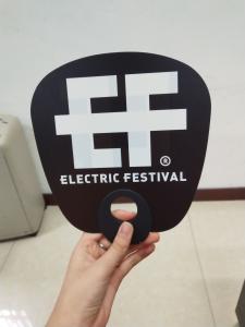 China O Shape PS Promotional Hand Fan with customized design printing as advertising Fans factory