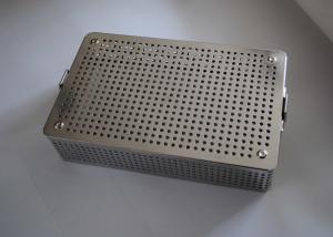 China Medical Stainless Steel Perforated Metal Sheet Sterilization Basket 38x30x5cm factory