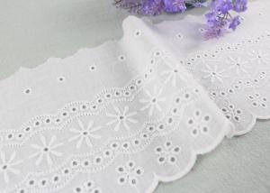 China Embroidered Flower Eyelet Cotton Lace Trim With Azo Free Organic 13cm Width factory