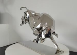 China Mirror Polished Stainless Steel Bull Sculpture For Interior Decoration ODM OEM Support factory