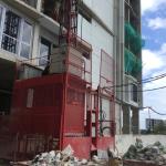 100m Single Cage Construction Hoist , Steel Galvanized Material