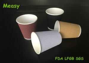 China Customised Ripple Paper Cups For Coffee / Tea Heat Insulation 8oz 12oz 16oz factory