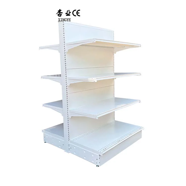 Factory Custom size color gandola shelves white double super market racks for retail store
