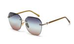 Gradient Shades Rimless Mirror Sunglasses UV 400 Protection Crystal Decoration