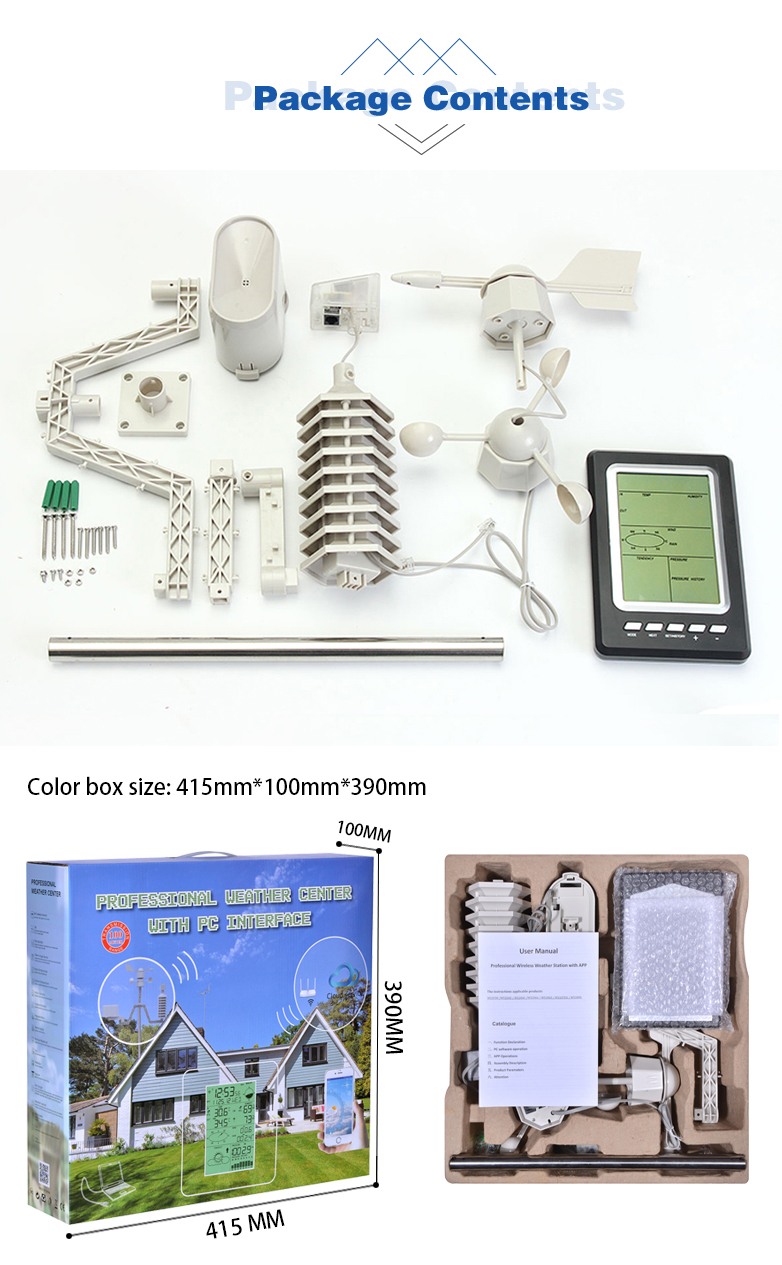 OEM Outdoor Temperature Range -40 To 60 °C Wireless Weather Station With OBM Support