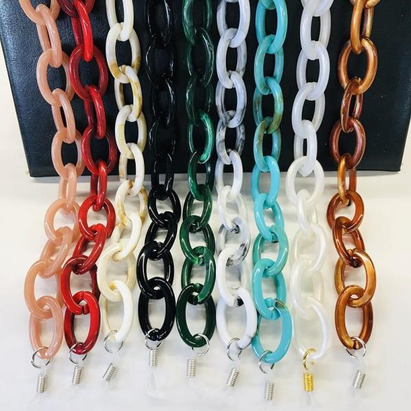 2021 Hot Sale Red And Green Color Acrylic Chain Colorful Beaded Eyeglass Chain