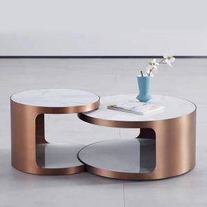 Brushed Titanium Fusion Round Nordic Coffee Table