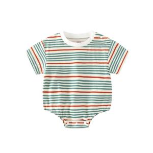 China Wholesale Newborn Striped Cotton Baby Romper Custom Unisex Baby Bodysuits factory