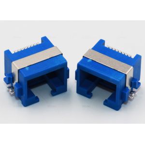 Blue Color RJ45 PCB Mount Socket Half Shielded 1.27mm Terminal Pitch For